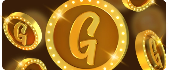Shiny gold coins falling, symbolizing play