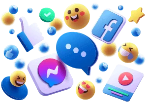 Social media icons with emojis
