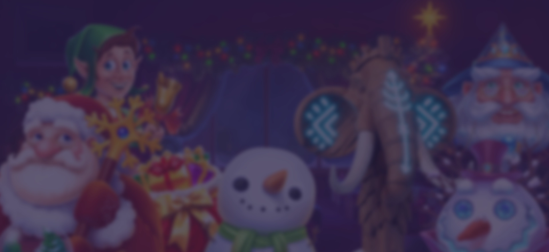 Blurry background with slot game characters